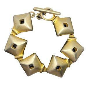 Lisa Jenks designer matte gold over sterling silver geometric vintage bracelet